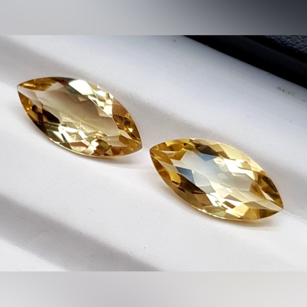 Natural 10.1 Carat Marquise Cut Pair Citrine Gemstone